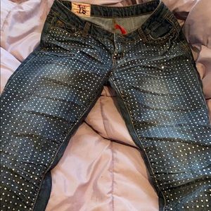 Dark blue rhinestone skinny jeans